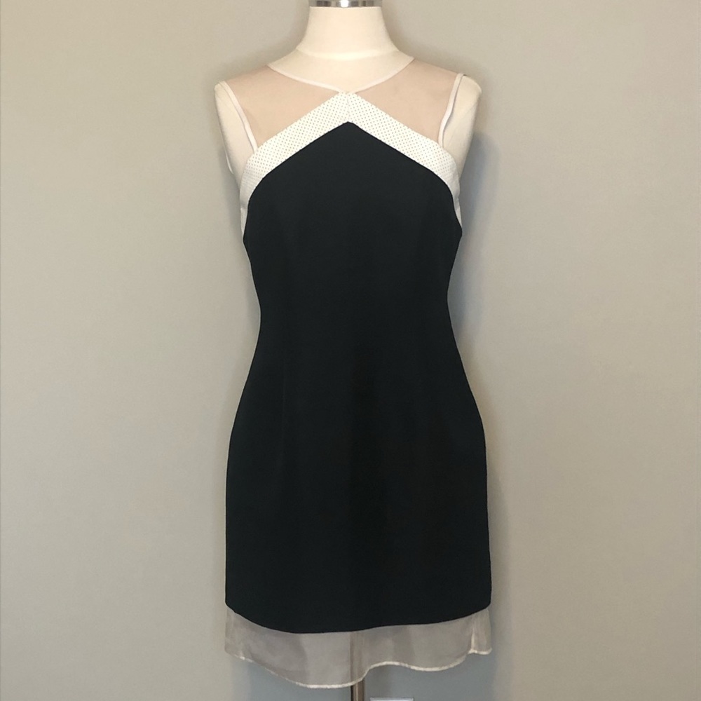 Wai Ming Black Dress with Leather and Mesh Details, Small